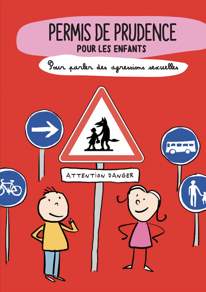 Couverture de la brochure avec le titre « Permis de prudence pour les enfants ». Sous-titre : « pour parler des aggressions sexuelles »